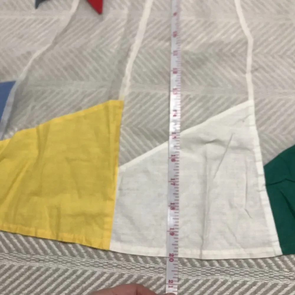 Multicolored Half Apron Star Pocket Paneled Sheer 1950s Hostess Vintage